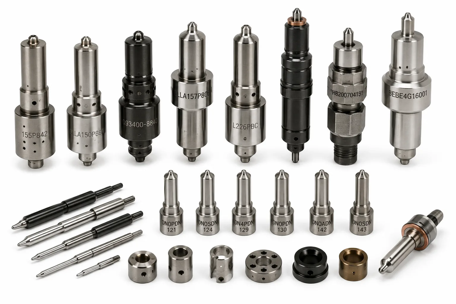 High-precision marine diesel fuel injector spray nozzles, atomizing tips, and replacement nozzle needles for commercial vessel engines by Alfa Marine Spare Parts.