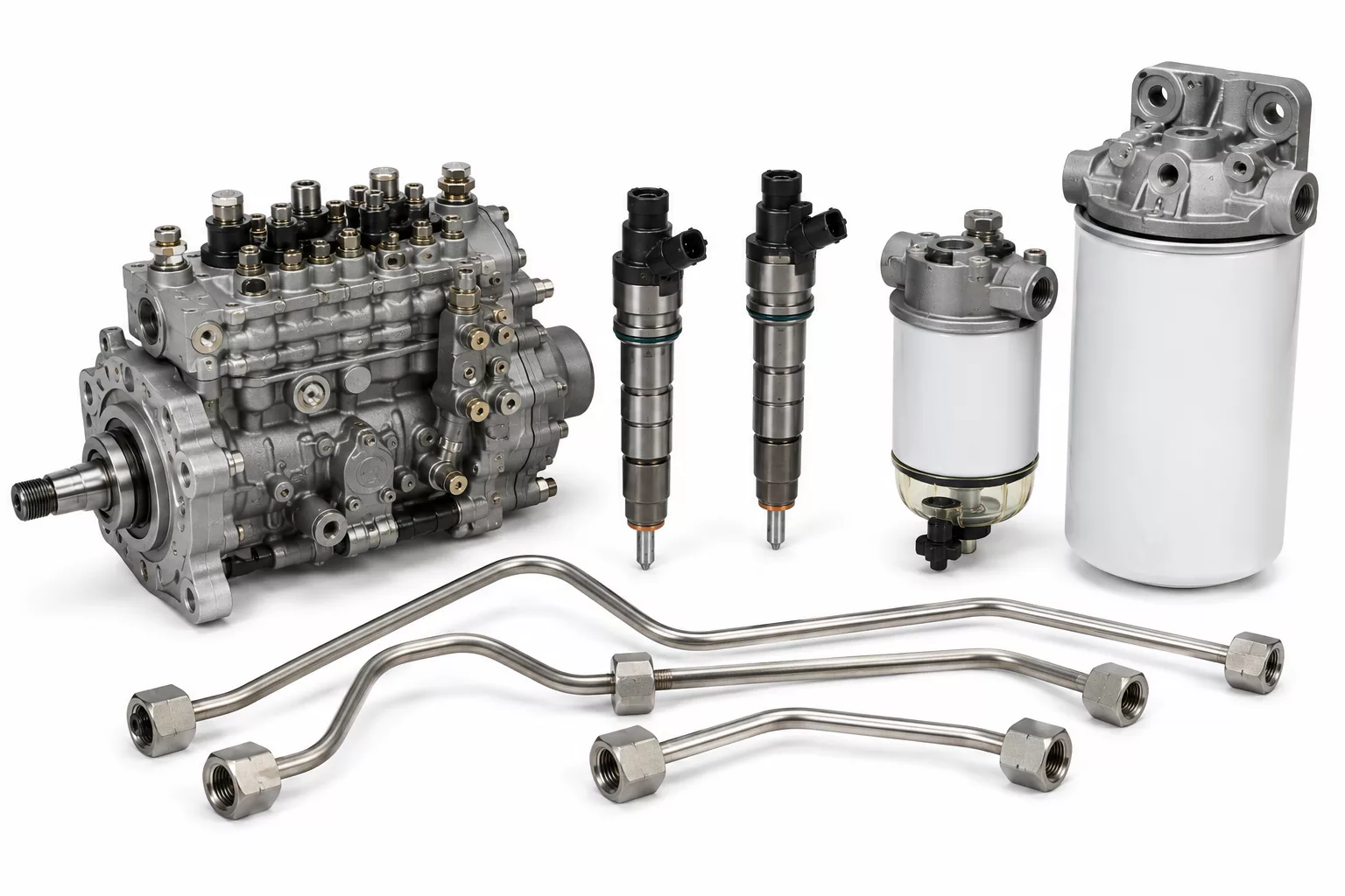Marine engine fuel system parts including fuel injectors, pumps and fuel system components
