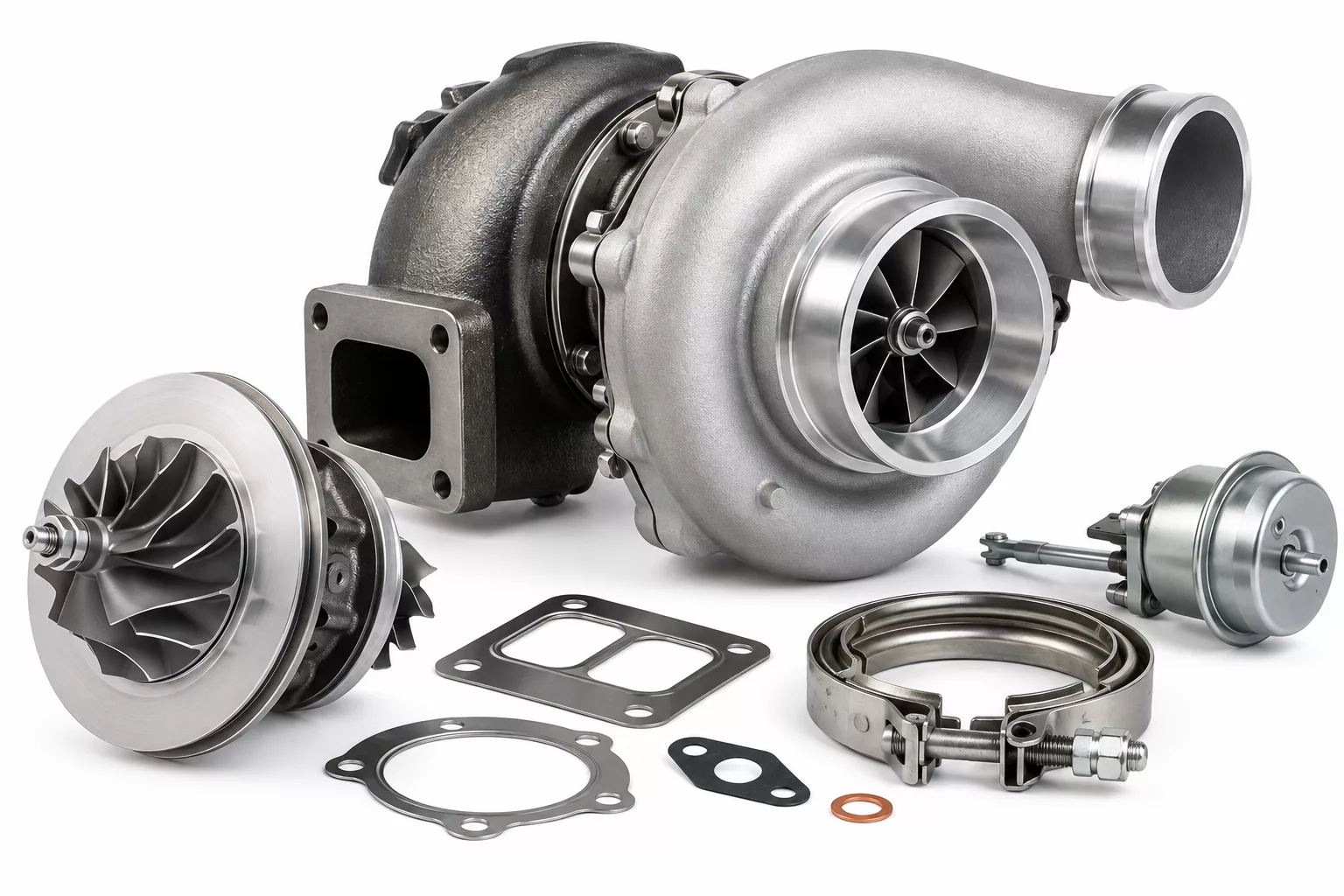 Marine engine turbochargers, cartridges, actuators and turbocharger replacement parts