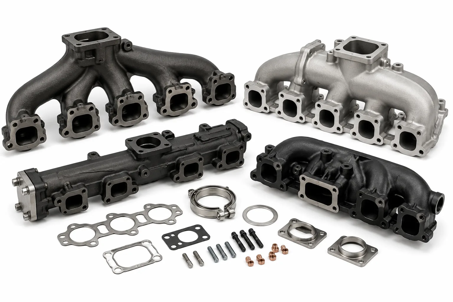 Marine engine exhaust manifolds, air intake manifolds, and water-cooled manifold assemblies by Alfa Marine.