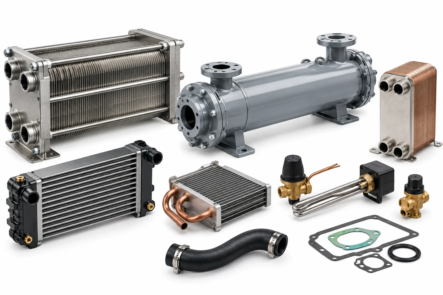 Marine tube-and-shell heat exchangers, plate coolers, and engine block pre-heating systems by Alfa Marine.