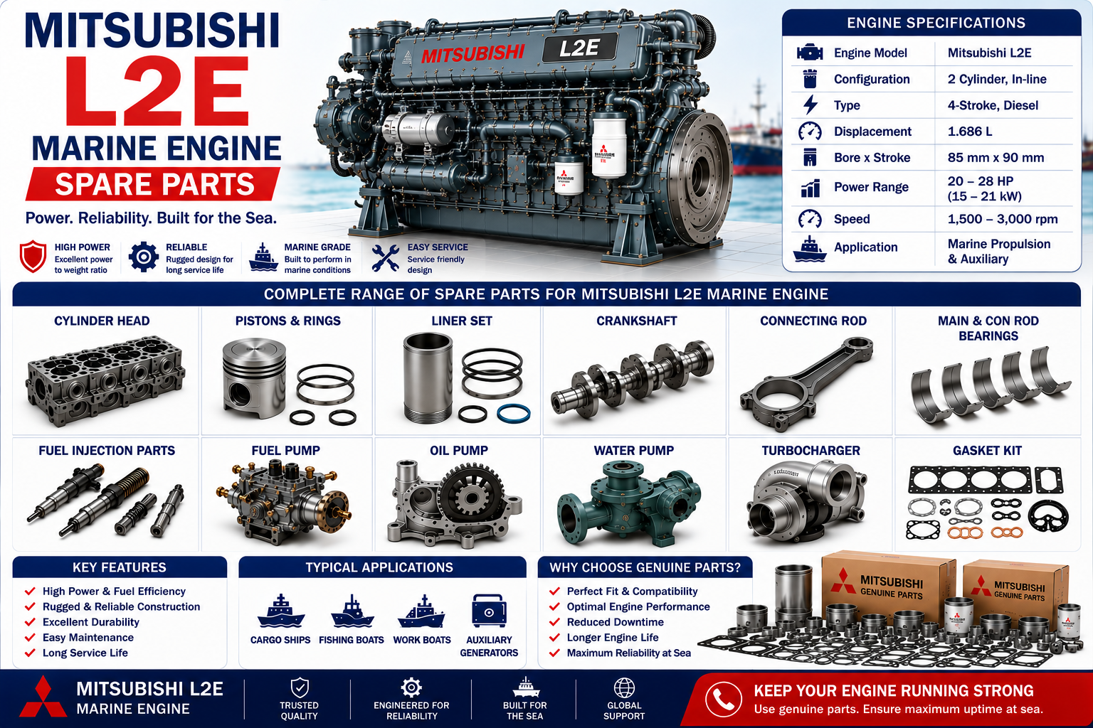 Mitsubishi L2E Marine Engine Spare Parts