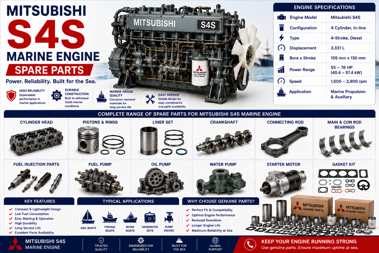 Mitsubishi S4S Marine Engine Spare Parts