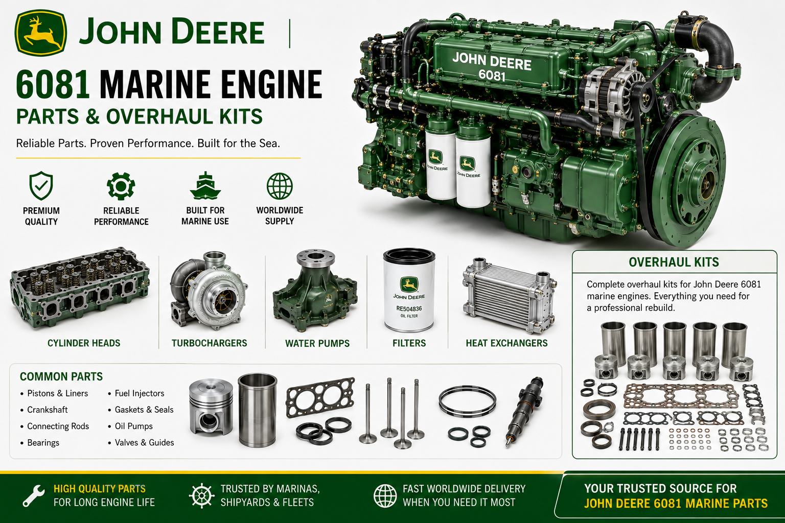 John Deere 6081 Marine Engine Parts & Overhaul Kits