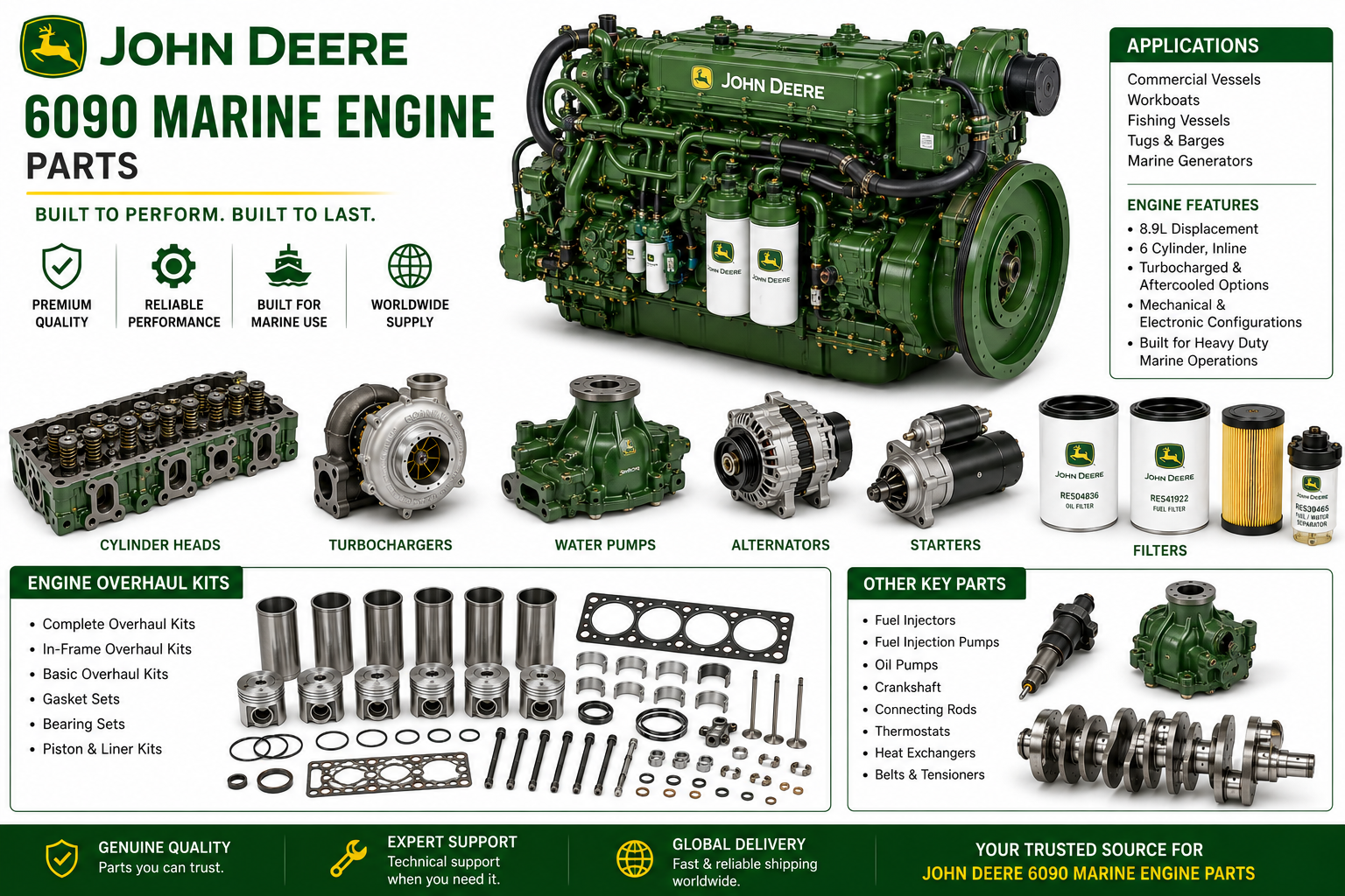 John Deere 6090 Marine Engine Parts & Overhaul Kits