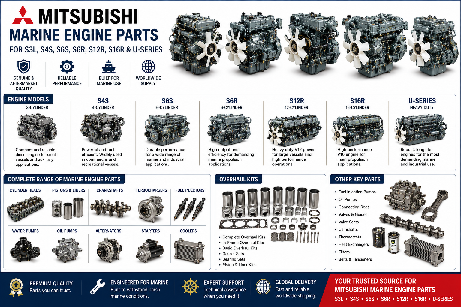 Mitsubishi Marine Engine Parts & Overhaul Kits