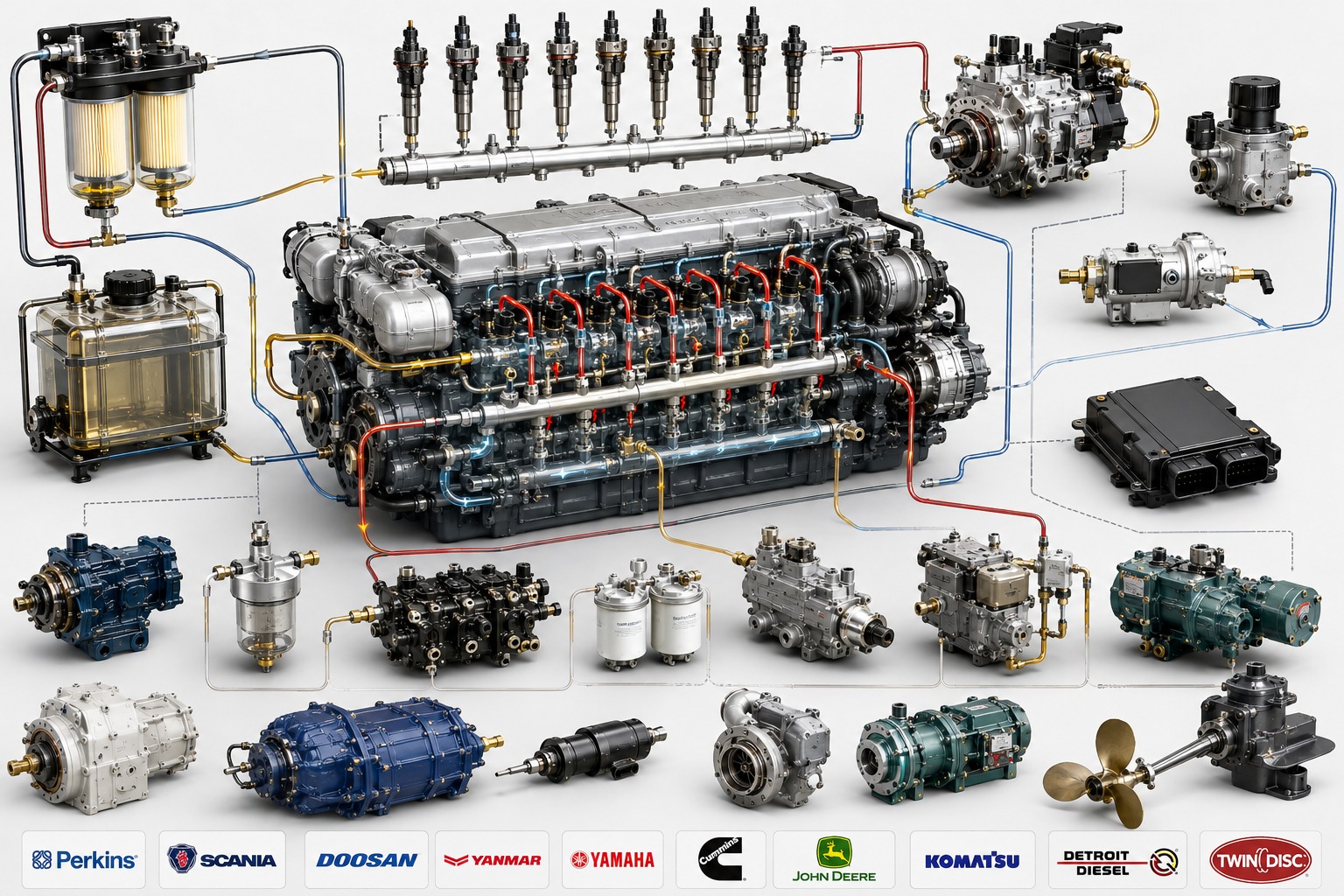Marine fuel injection components