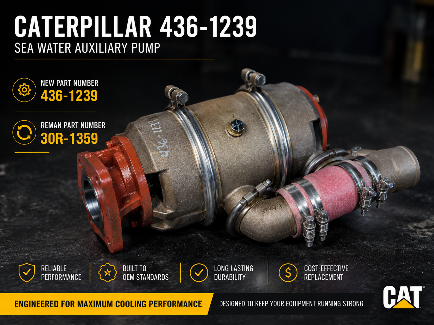 Caterpillar 436-1239 Sea Water Auxiliary Pump | Reman 30R-1359