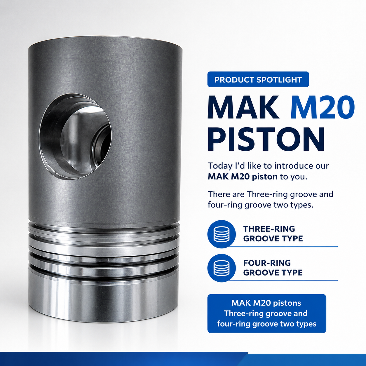 MAK M20 Piston | Three-Ring & Four-Ring Groove Marine Engine Pistons
